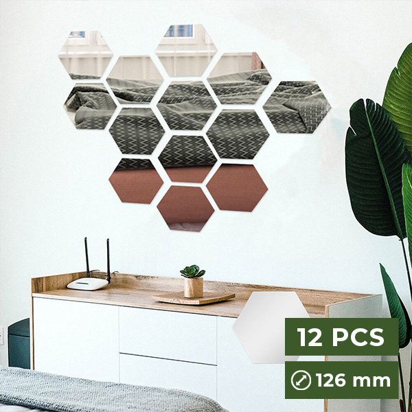 Ogledala stenske nalepke (12 kosov) - Hexawally